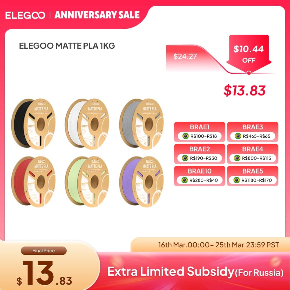 ELEGOO PLA Matte Filament 1kg for 3D Printer - image 1