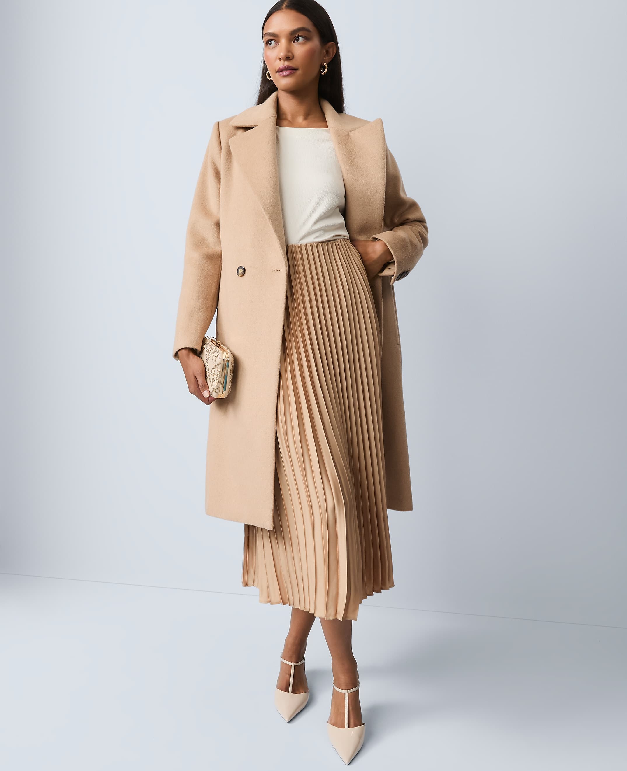 Satin Pleated Midi Skirt - image 1