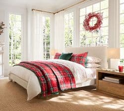 Cayman Upholstered Wood Bed in Basketweave Slub Ivory with Heirloom Wheat Legs - image 1