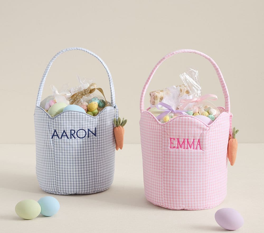 Gingham Scallop Easter Bucket - image 1