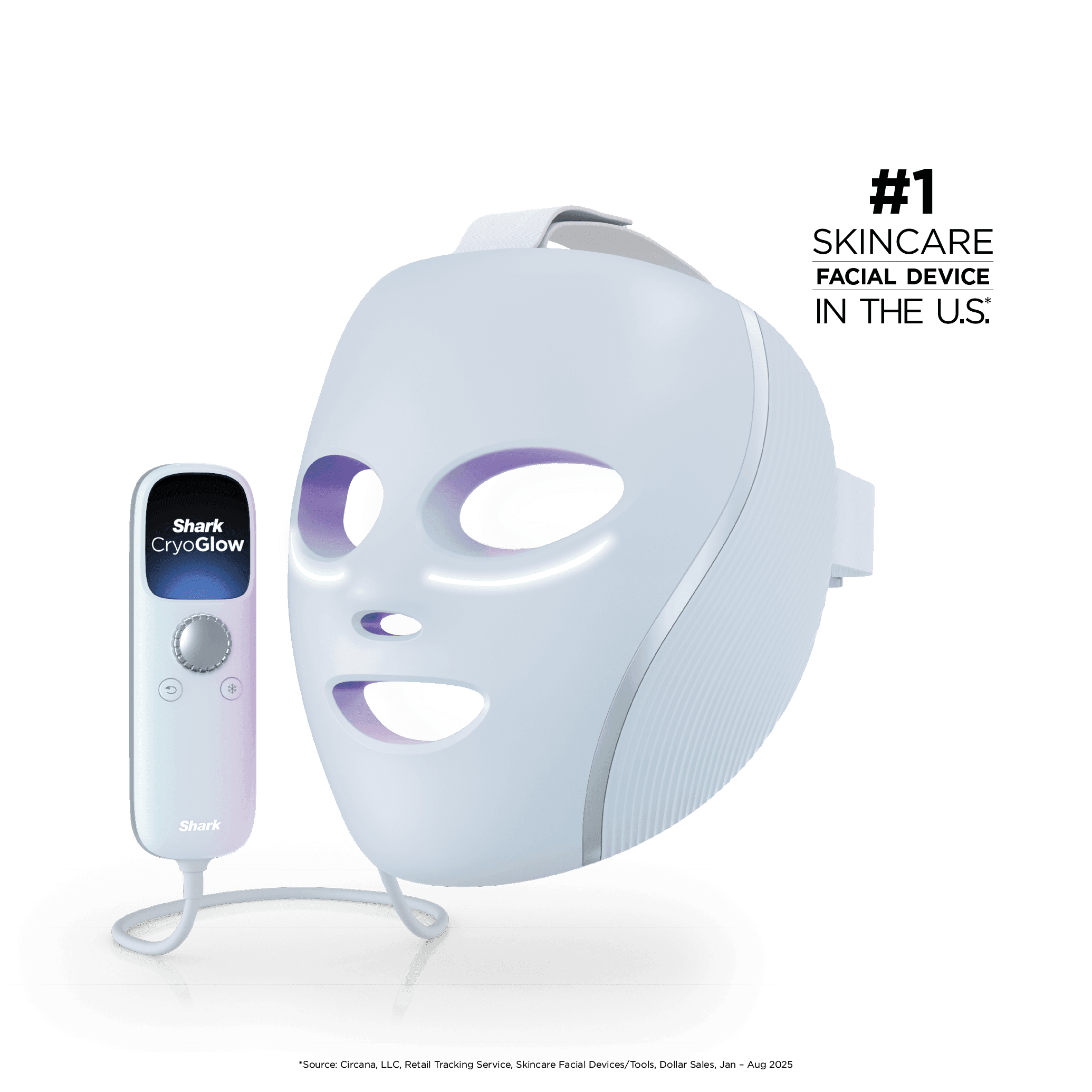 Shark™ CryoGlow™ Red Blue & Infrared iQLED Face Mask & Under Eye Cooling, Blue Frost - image 1
