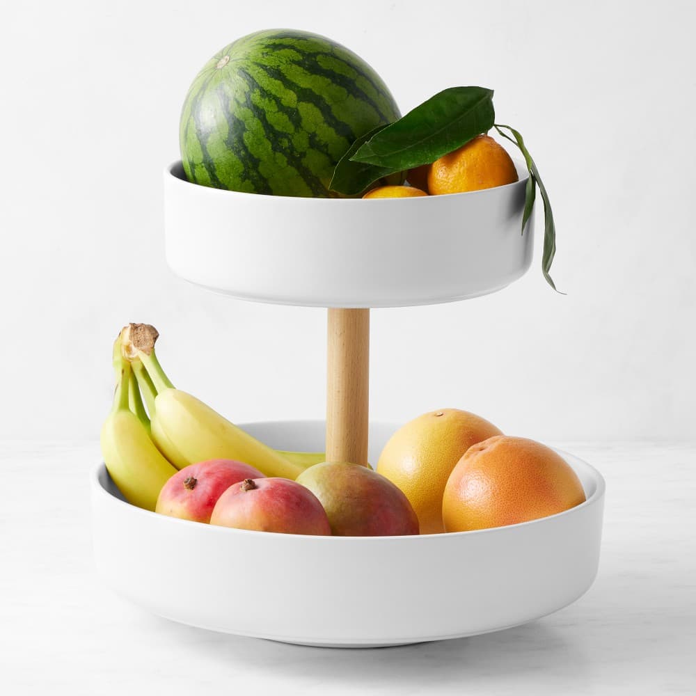 Hold Everything Two-Tier Ceramic Fruit Bowl - image 1