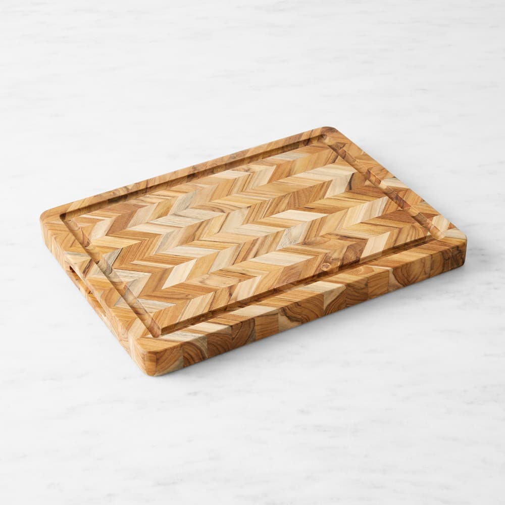 Williams Sonoma Herringbone Cutting & Carving Board, Teak - image 1