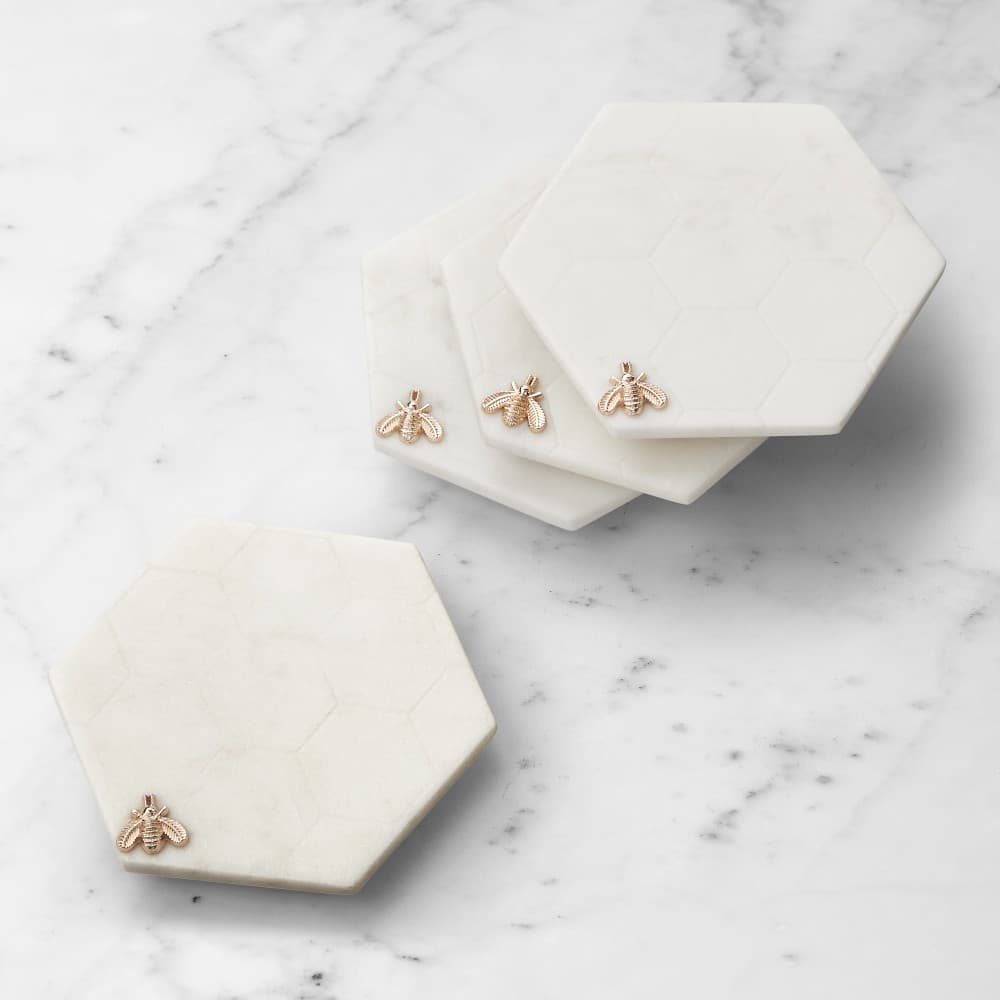 Honeycomb Marble Coasters, Set of 4 - image 1