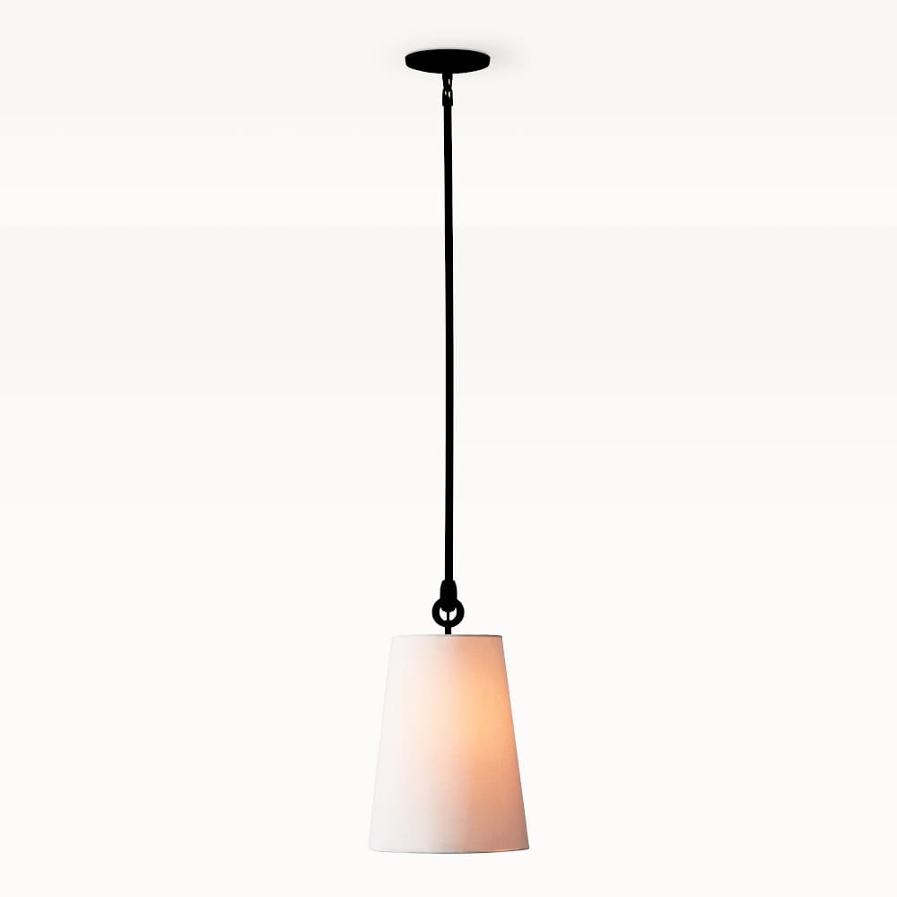 Chain Link Pendant Light with White Linen Shade - image 1