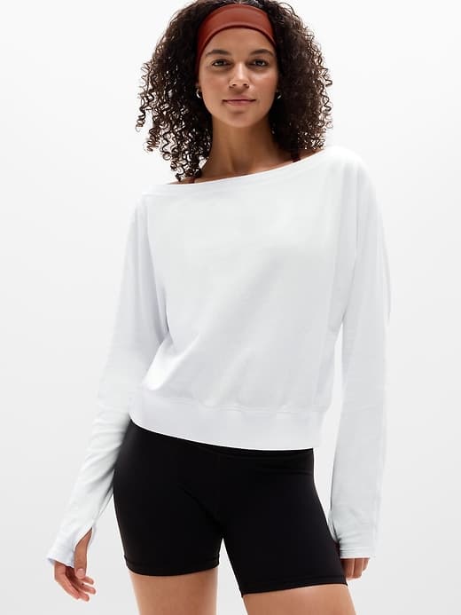 Airy Cotton Terry Boat Neck Sweatshirt - image 1