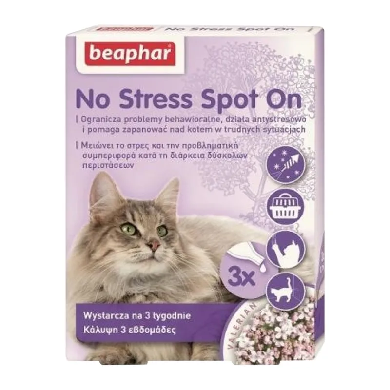 Beaphar No Stress Spot On krople uspokajające dla kota 3 x 0,4 ml - image 1