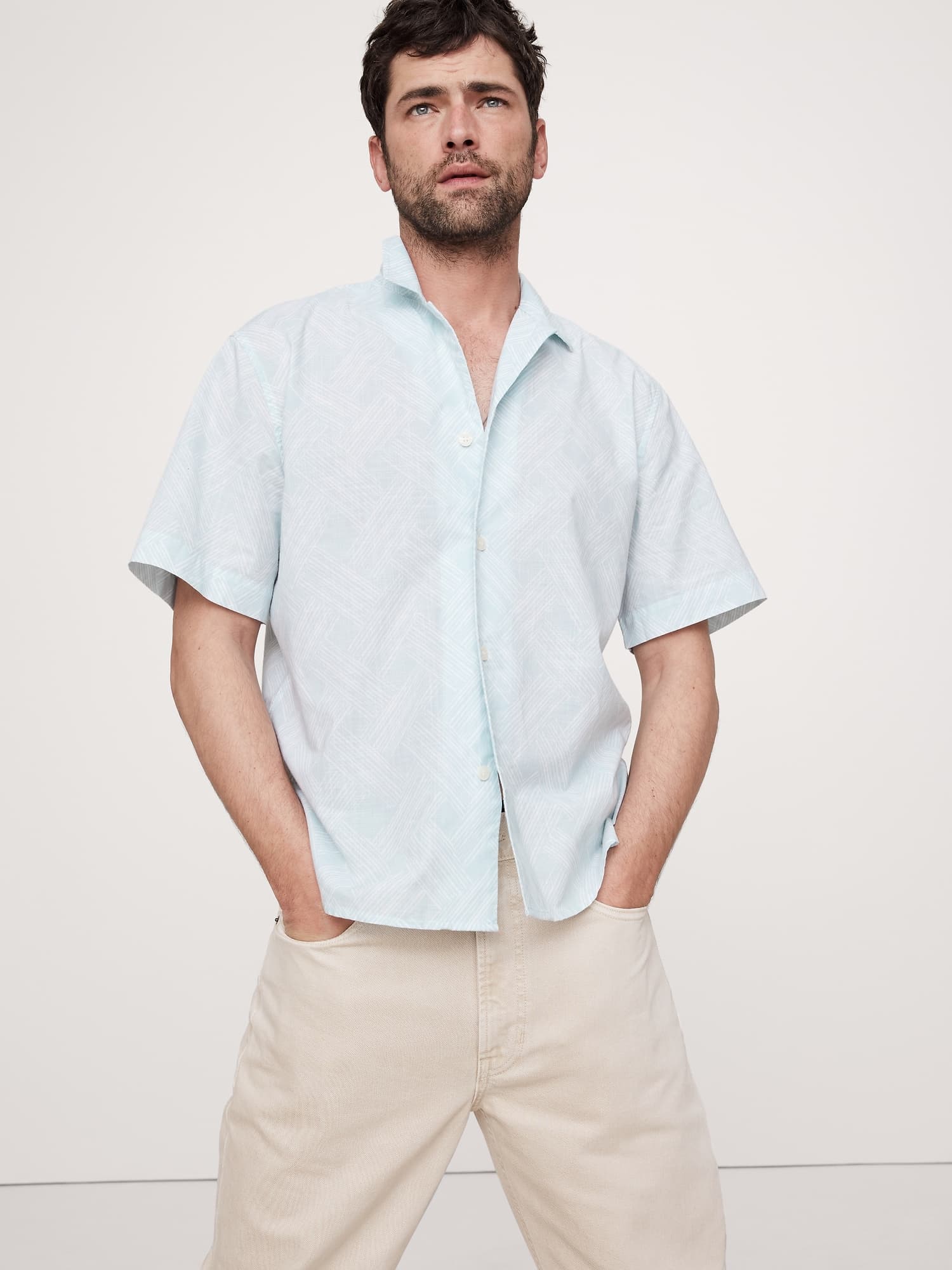 Standard-Fit Lightweight Cotton Resort Shirt - image 1