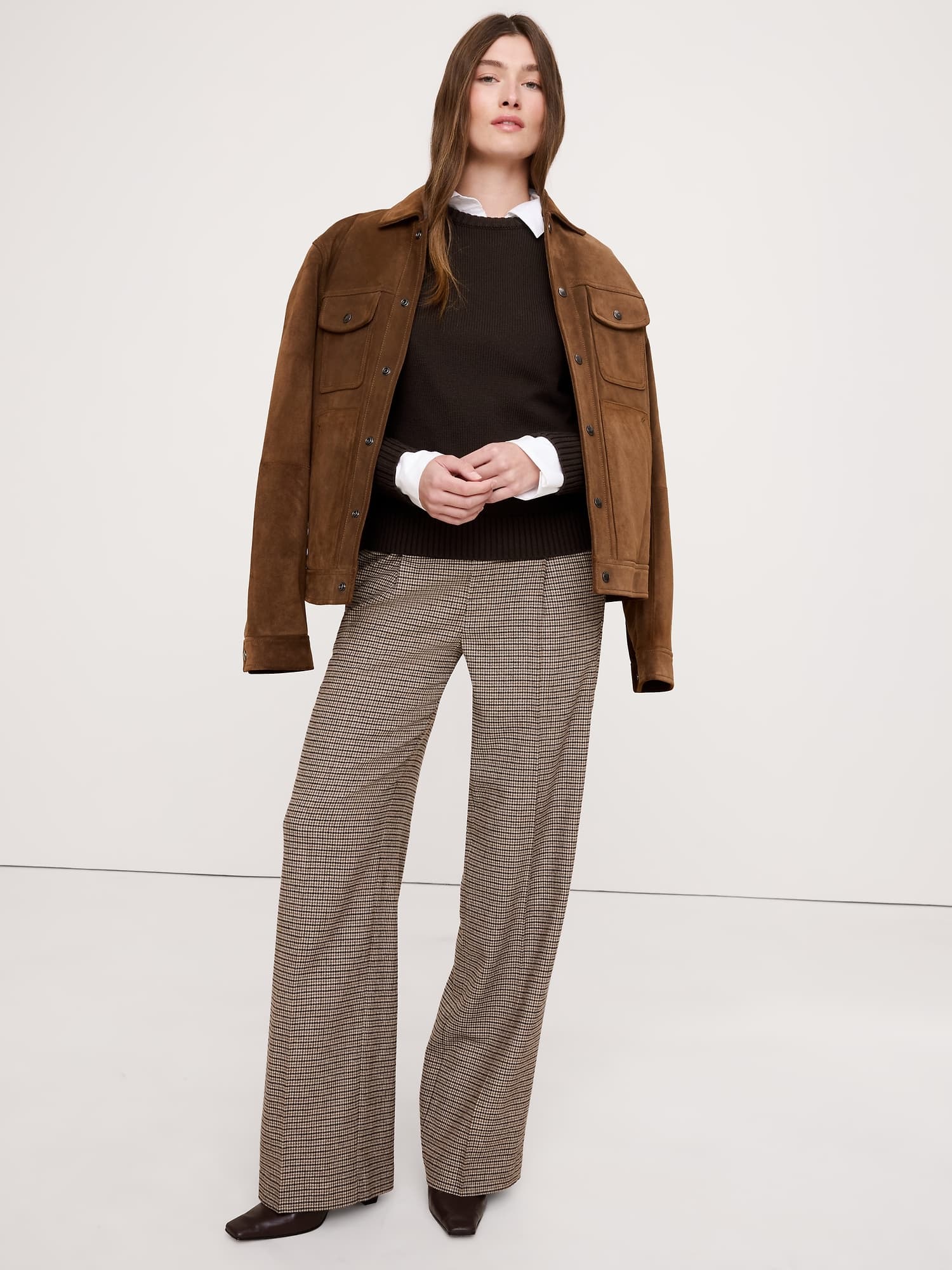 Mid-Rise Wide-Leg Flannel Drawstring Pull-On Pant - image 1