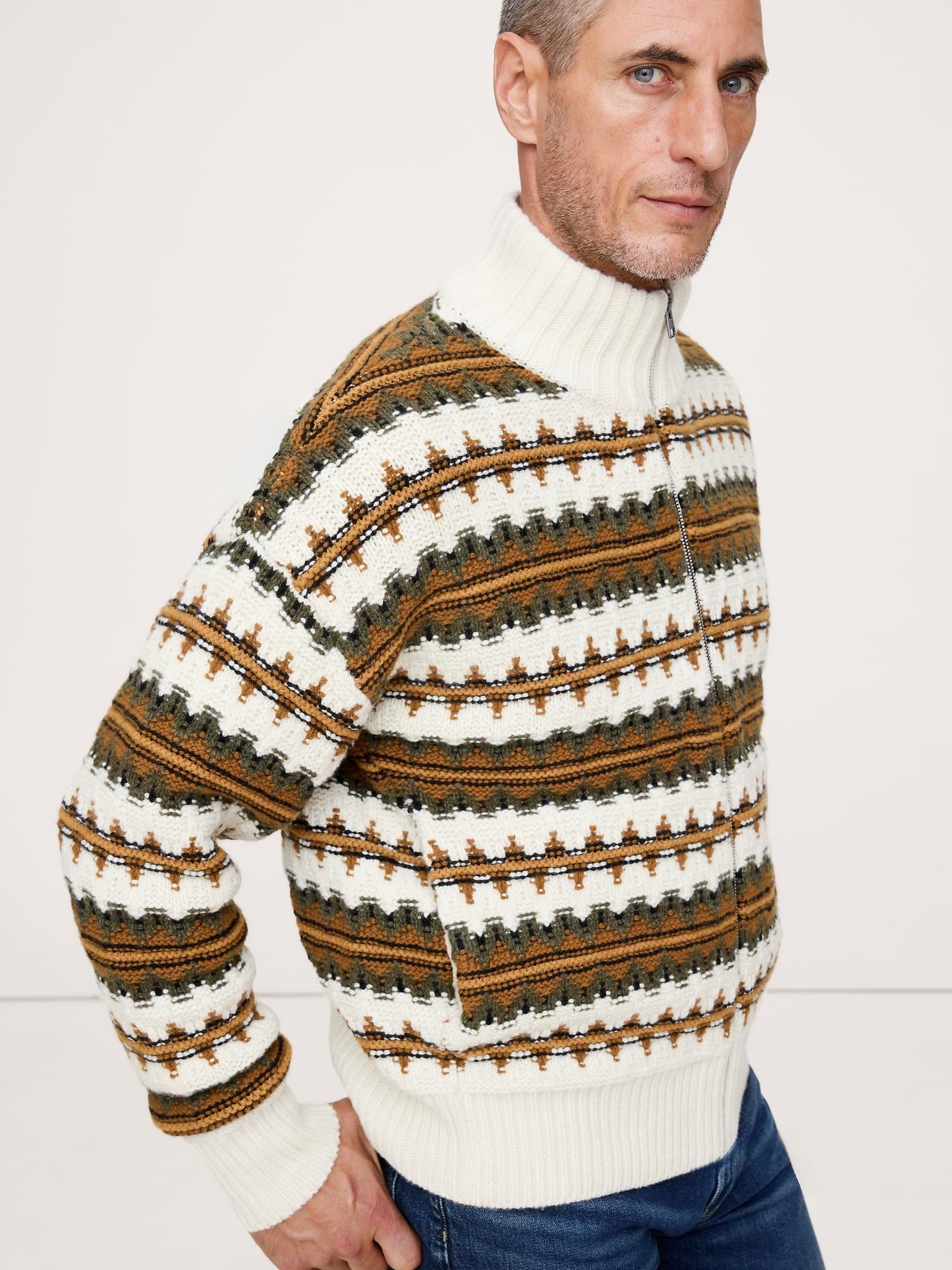 Fairisle Merino-Blend Sweater Jacket - image 1