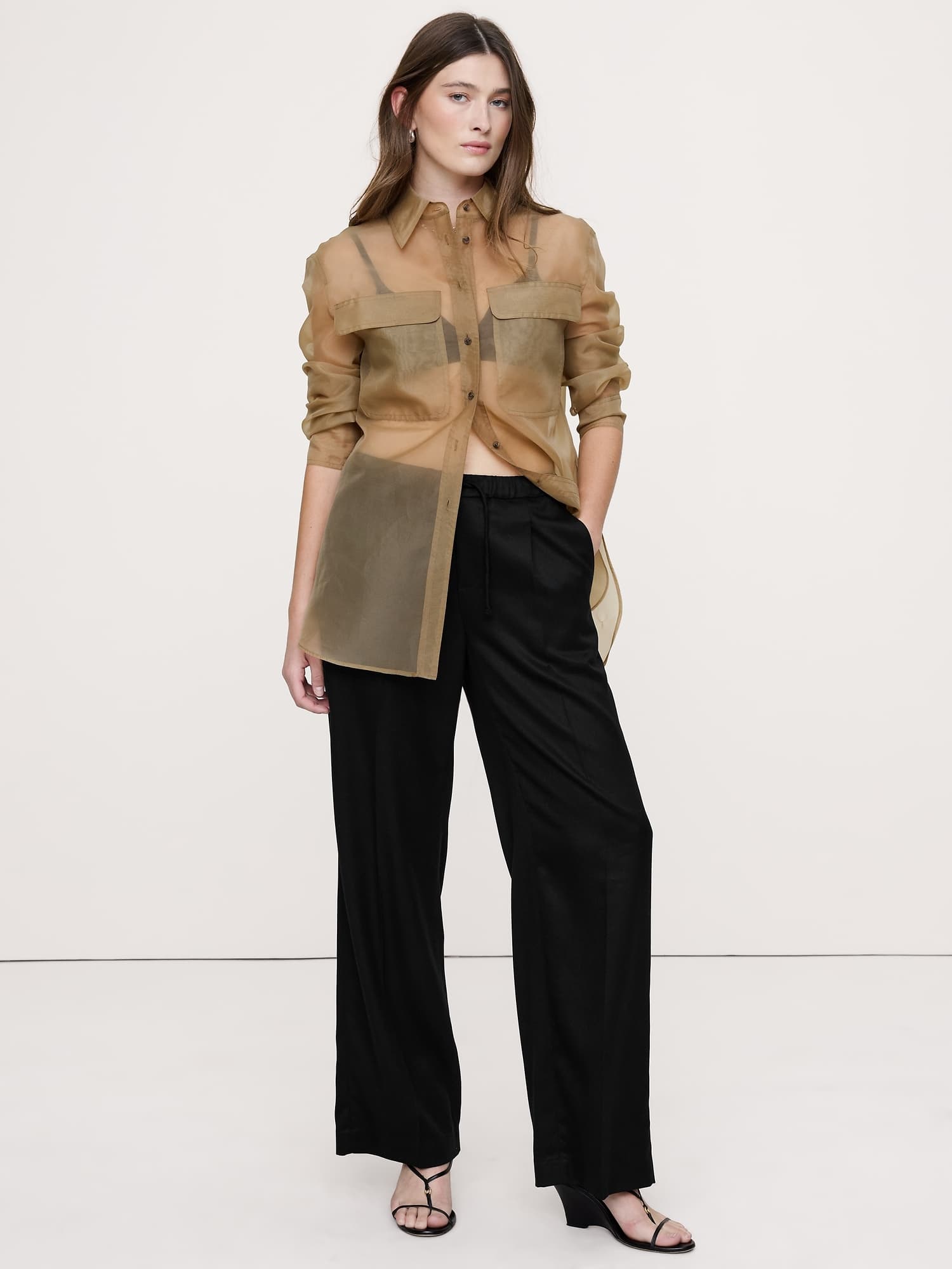 High-Rise Wide-Leg Drapey TENCEL™ Pull-On Pant - image 1