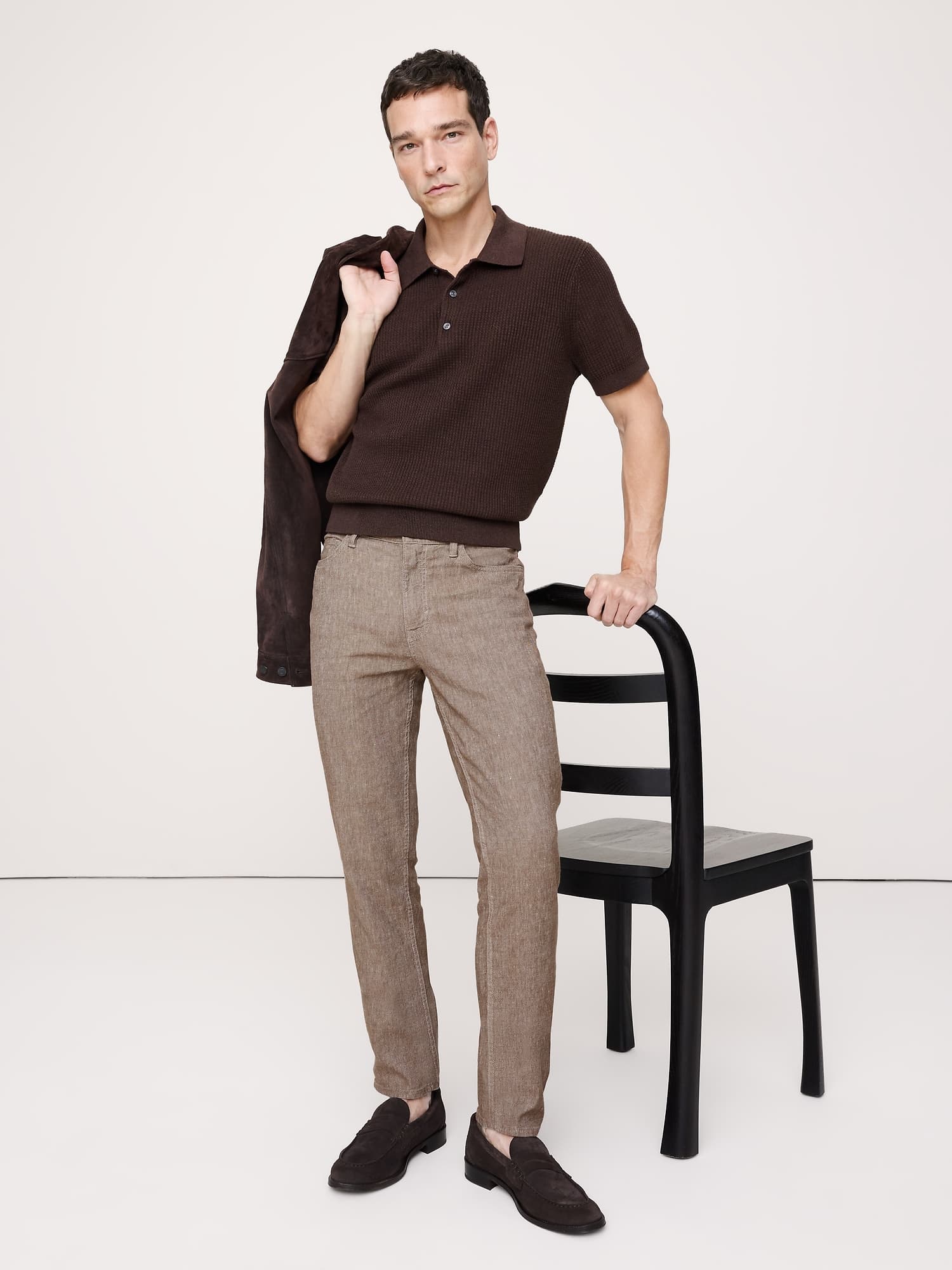 Slim Linen-Cotton Traveler Pant Heather Brown - image 1