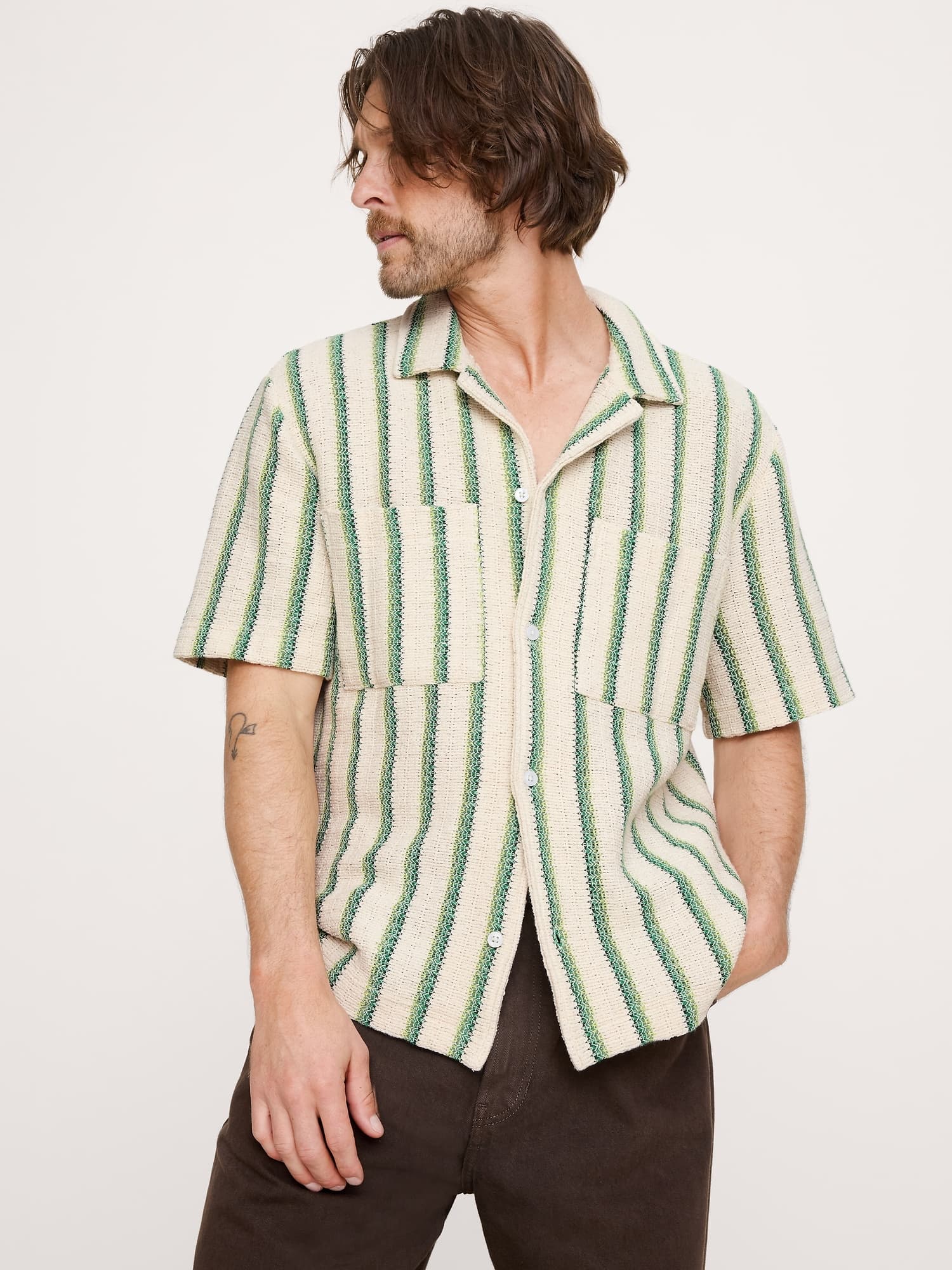 Stripe Knit Resort Shirt - image 1