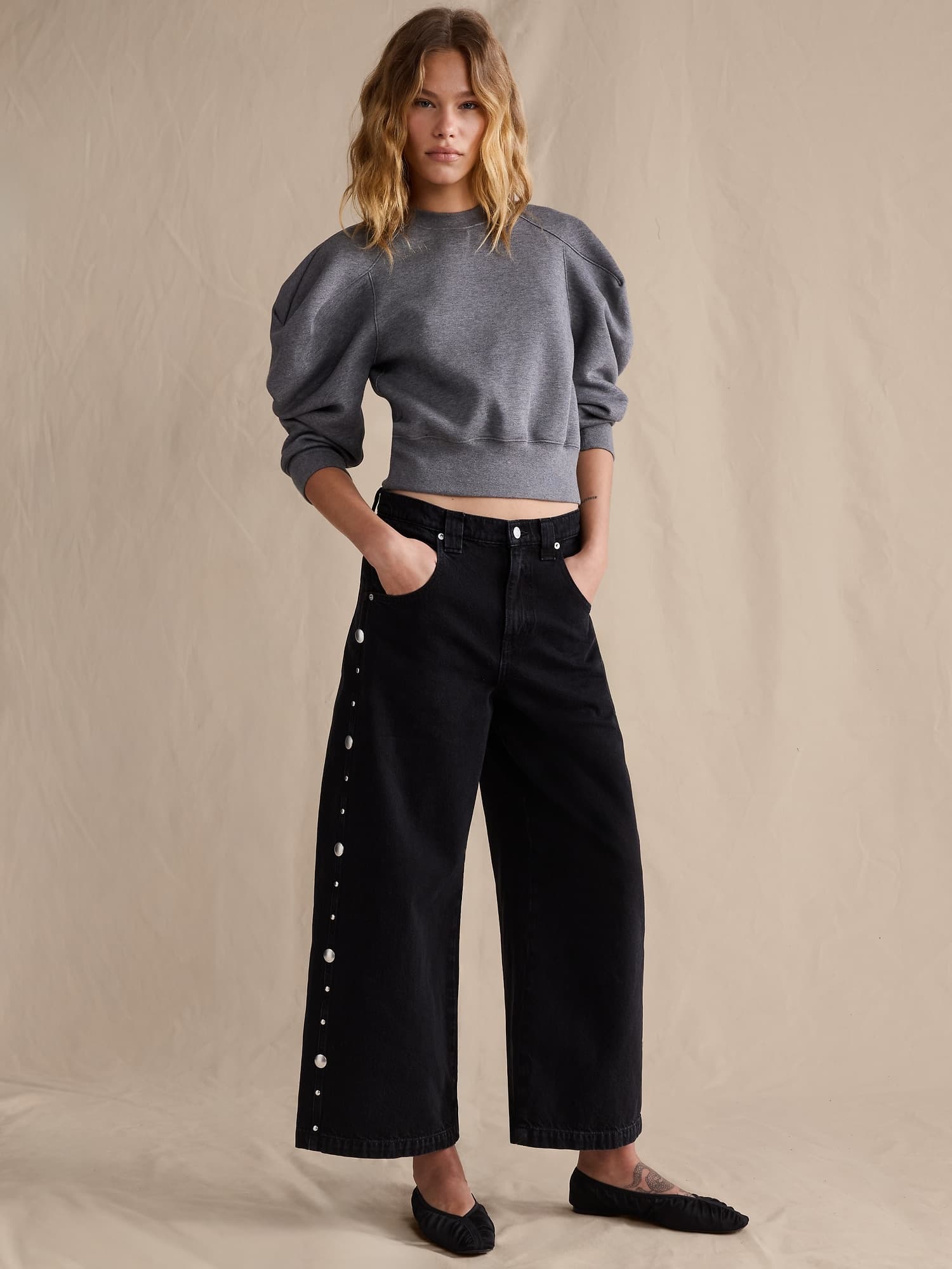Banana Republic Low-Rise Loose Studded Ankle Jean - image 1