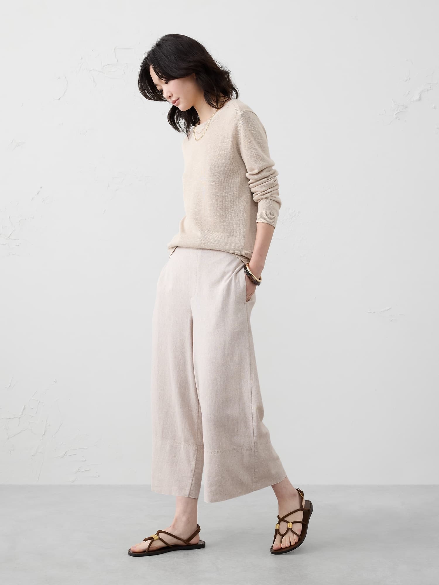 Banana Republic Factory Wide-Leg High-Rise Linen-Blend Pull-On Cropped Pant - image 1
