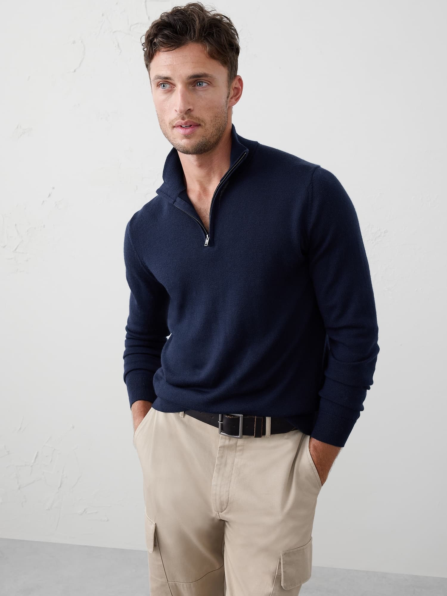 Banana Republic Factory Merino Wool Quarter-Zip Sweater - image 1