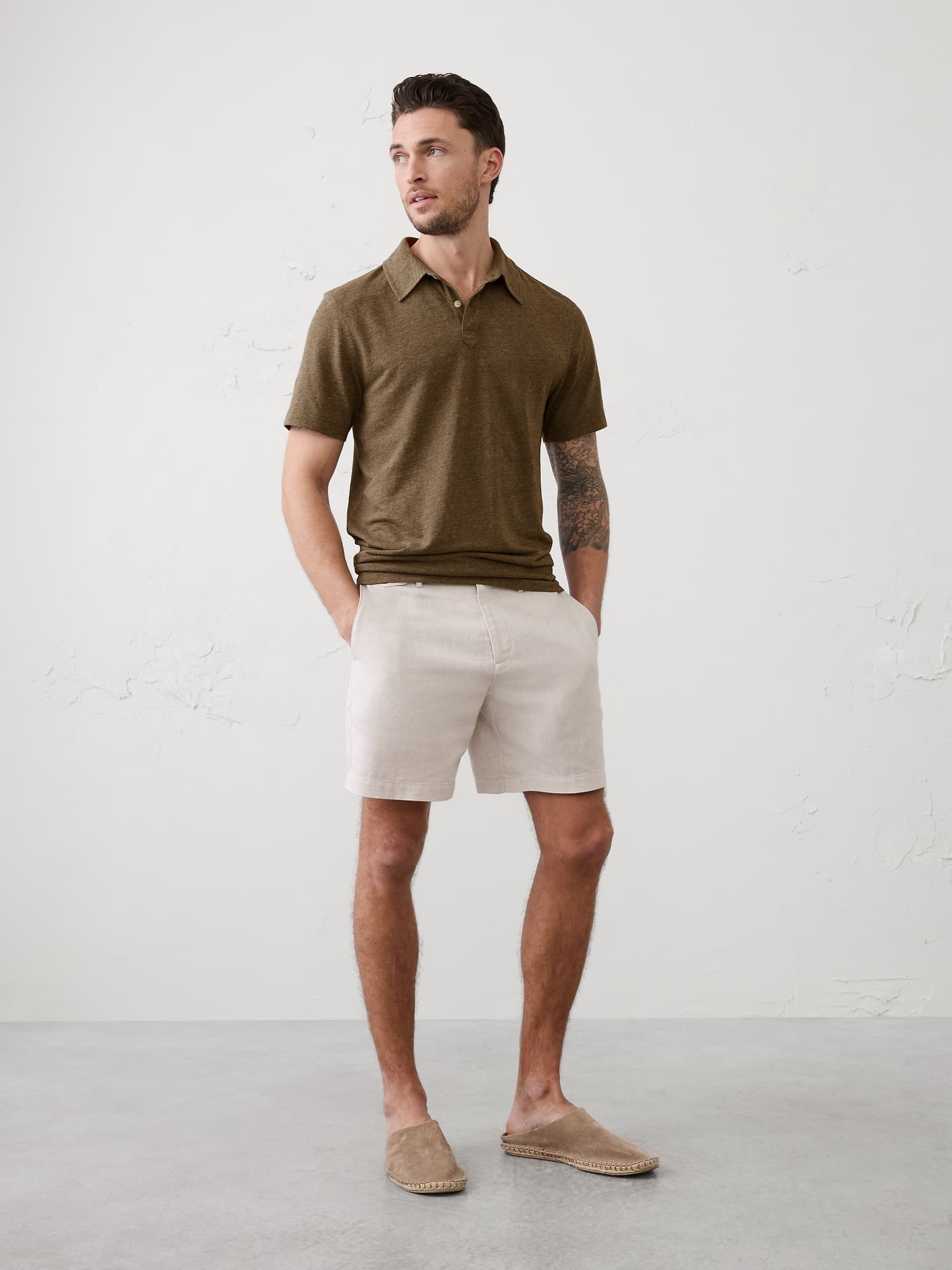 Slim-Fit Linen-Blend Polo - image 1