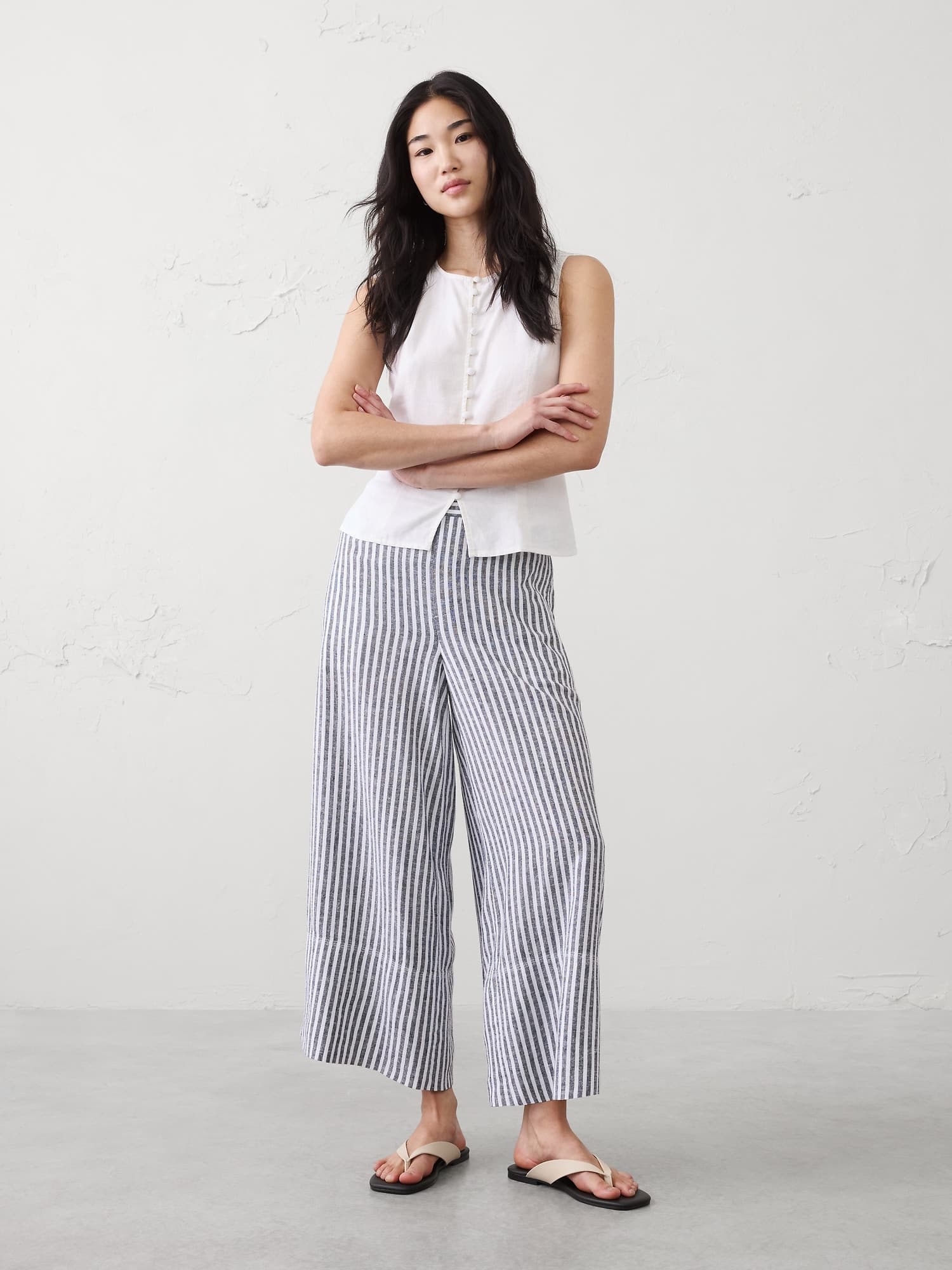 Anyday Wide-Leg High-Rise Linen-Blend Cropped Pant - image 1