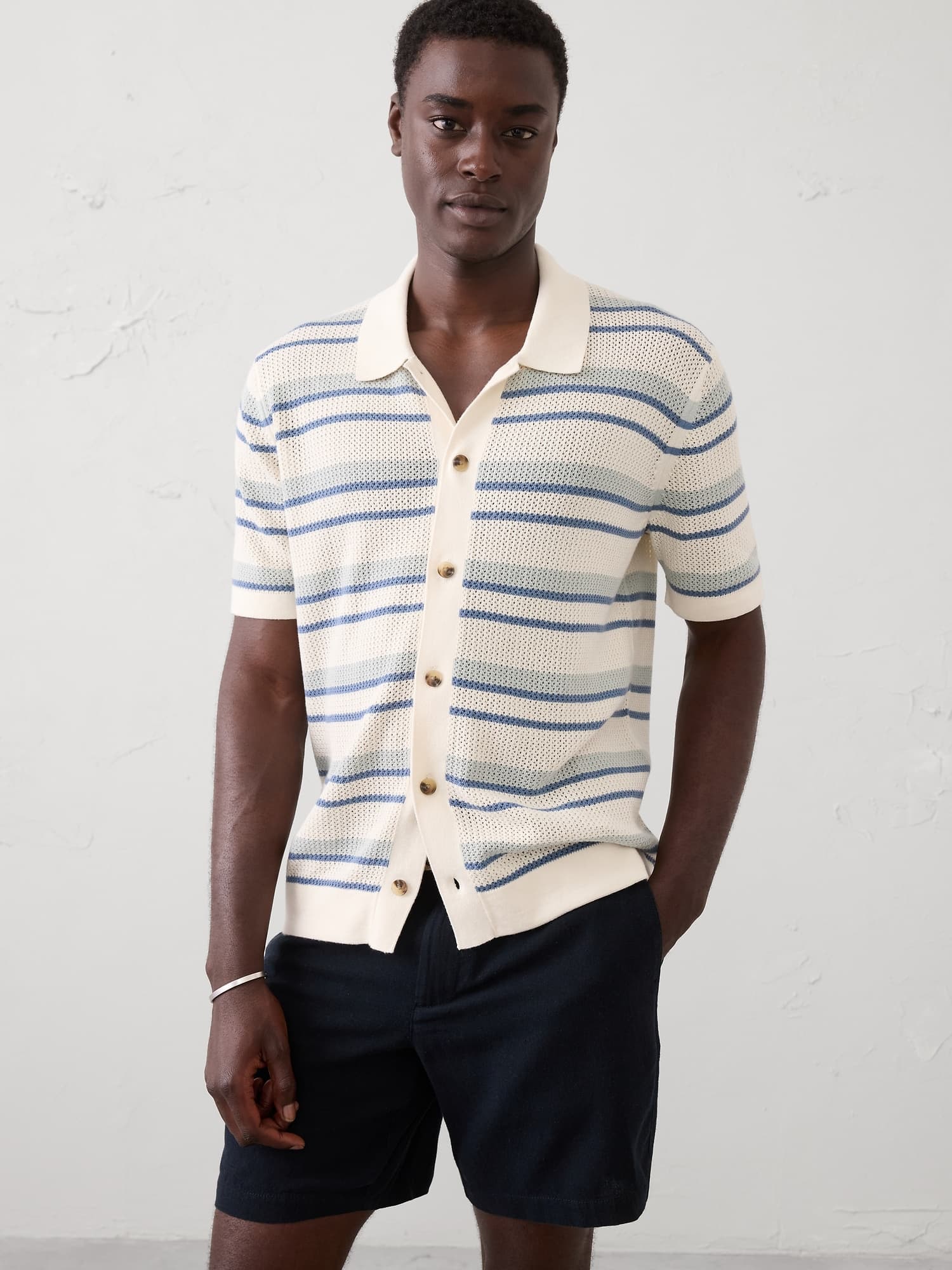Mesh Sweater Polo - image 1
