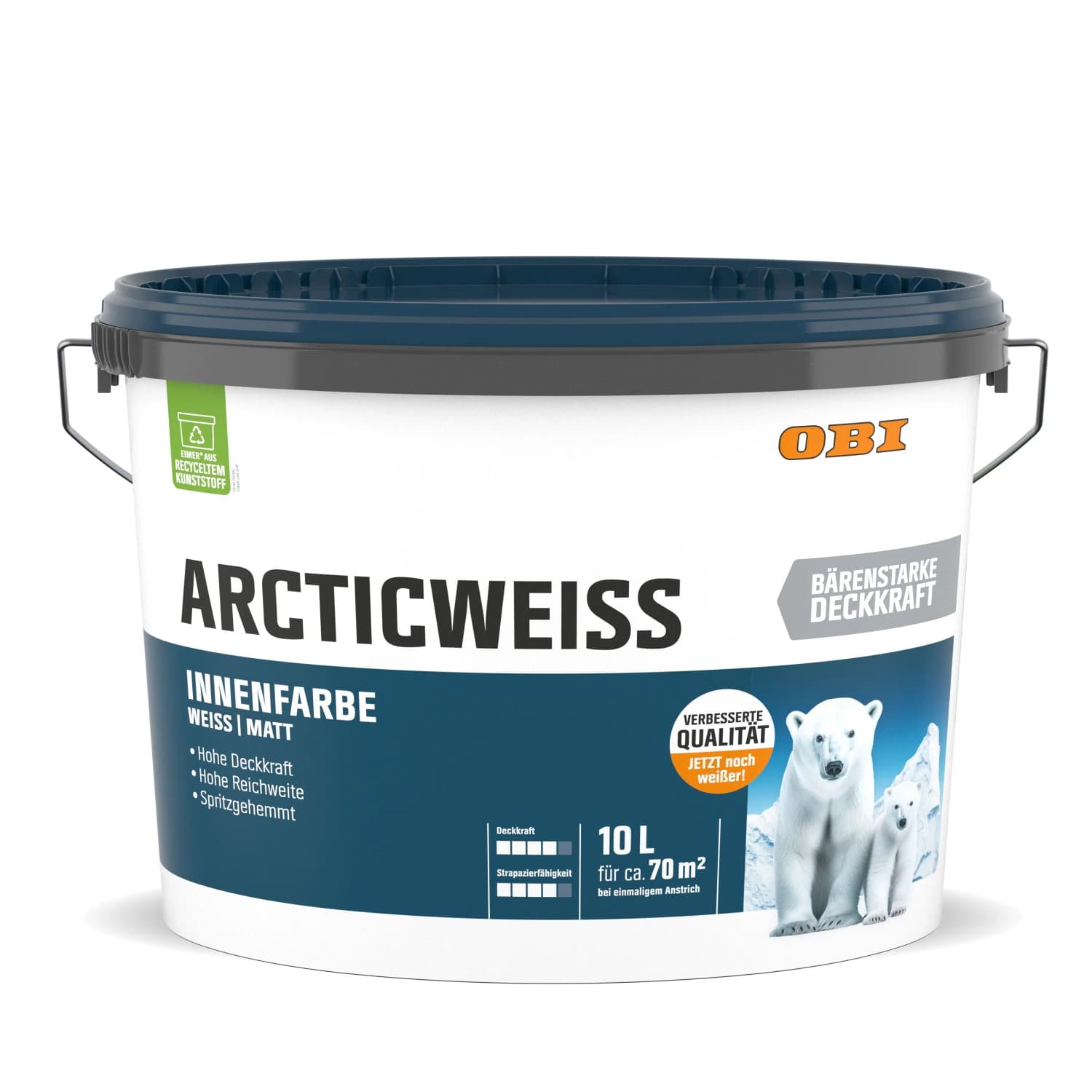 OBI Wandfarbe Arcticweiß Weiß Matt 10 l - image 1