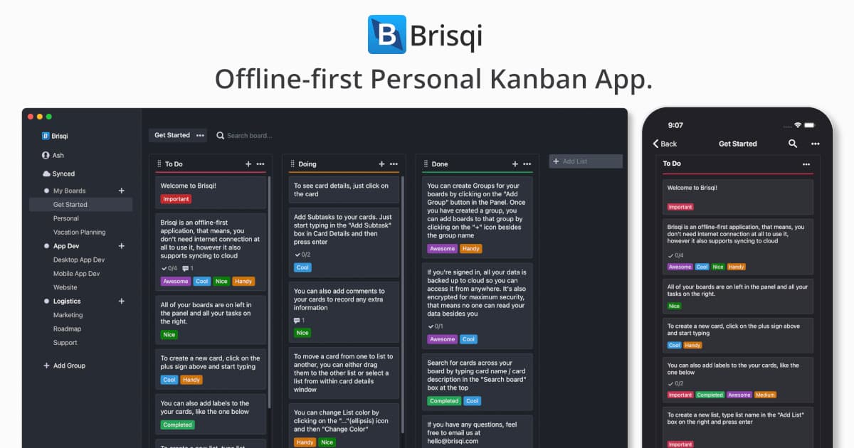 Brisqi: The Private, Offline Personal Kanban App - image 1