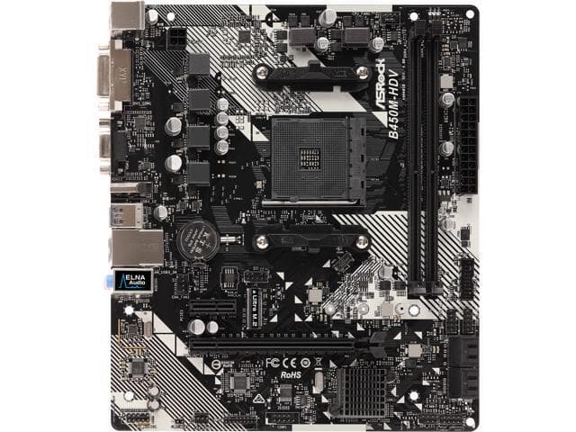 ASRock B450M-HDV R4.0 AM4 Micro ATX AMD Motherboard - image 1