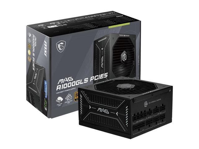 MSI MAG A1000GLS PCIE5, Fully Modular Compact Gaming 1000W Power Supply, 80+ Gold, ATX 3.1 & PCIe 5.1 Ready, Dual-color 12V-2x6 cable, Low-Noise, - image 1
