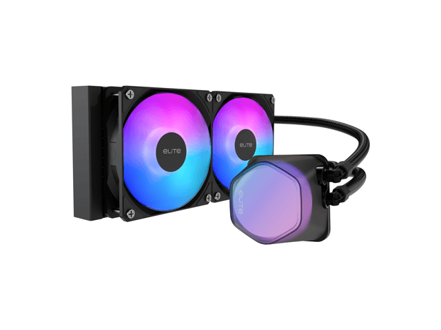 Cooler Master Elite Liquid 240 CPU AIO Cooler - 240mm Radiator, 2x ARGB PWM Fans, Dual-Chamber Pump Design, Ultra-Quiet High-Performance Cooling, AMD - image 1