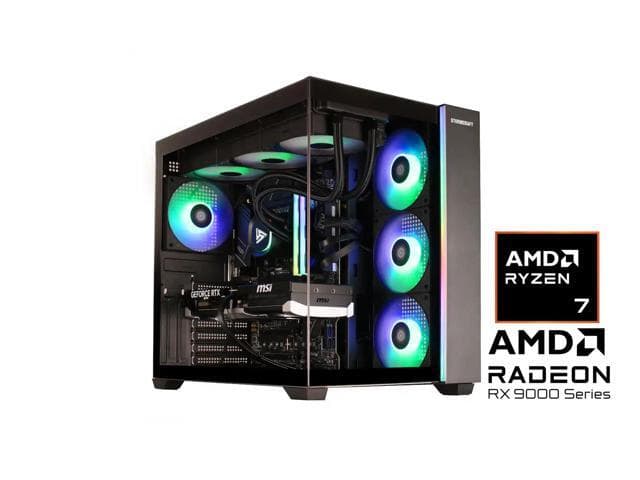 STORMCRAFT FALCON Gaming PC AMD Ryzen 7 7800X3D AMD Radeon 9070XT 16GB - AI Powered 32GB DDR5 6000MHz RGB 1 TB NVMe SSD 360mm AIO 850W PSU Windows 11 Home - FA780XDCB-97BN1 - image 1