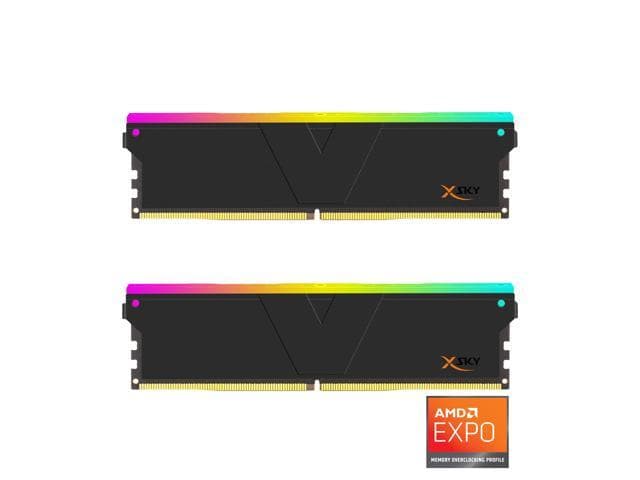 V-COLOR Manta XSky DDR5 32GB (2x16GB) 6000MHz CL30 SK Hynix IC RGB Gaming Desktop Memory Module Black, for AMD EXPO TMXSAL1660830KWK - image 1