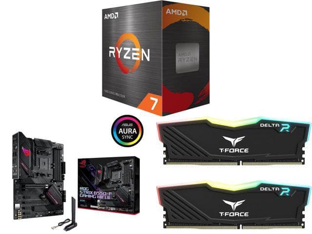 AMD Ryzen 7 5800XT CPU Motherboard Memory Combo with ASUS ROG STRIX B550-F GAMING WIFI II and Team Group TF3D416G3200HC16FDC01 - image 1