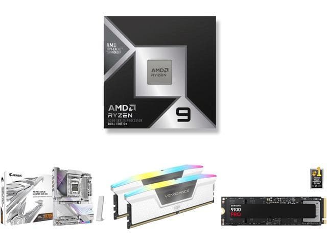 AMD Combo - Ryzen 9 9950X3D2 CPU / Gigabyte X870E Aorus Master Ice Motherboard / Corsair Vengeance RGB 32GB DDR5 Memory / Samsung 9100 Pro 2TB SSD - image 1
