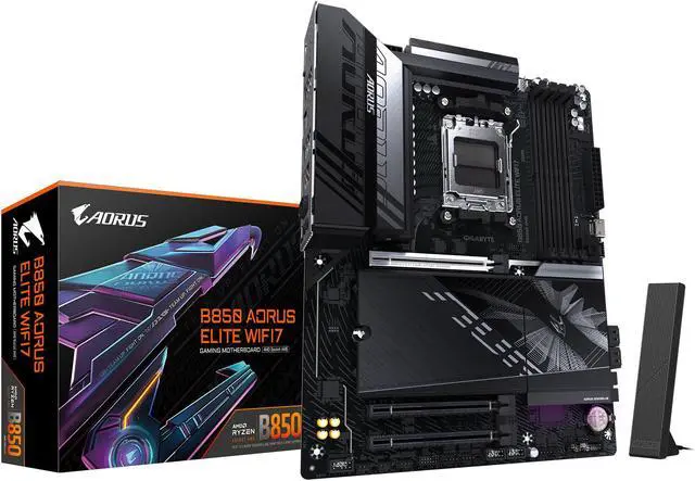 GIGABYTE B850 AORUS ELITE WIFI7 AMD AM5 LGA 1718 Motherboard, ATX, DDR5, 3x M.2, PCIe 5.0, USB-C, WIFI7, 2.5GbE LAN, EZ-Latch 5-Year Warranty - image 1
