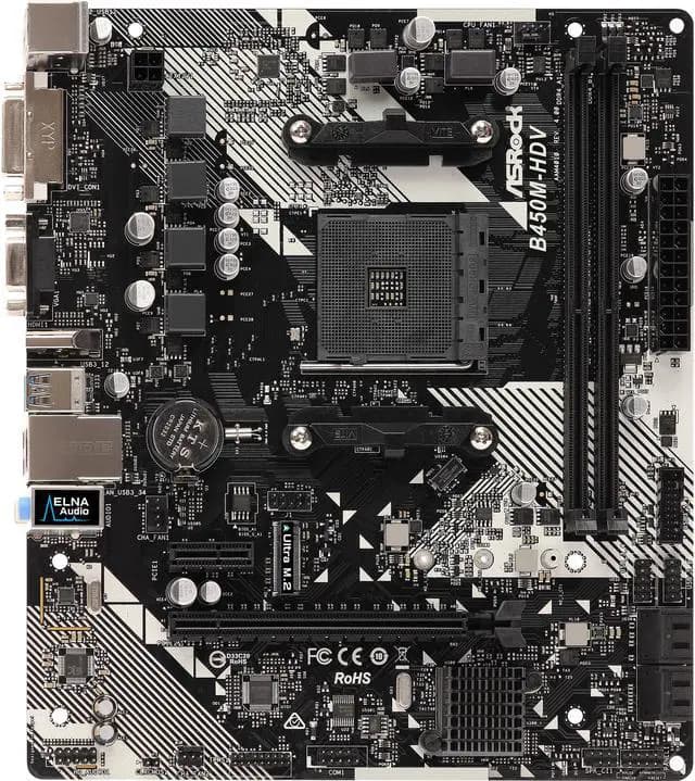 ASRock B450M-HDV R4.0 AM4 AMD Promontory B450 Micro ATX AMD Motherboard - image 1