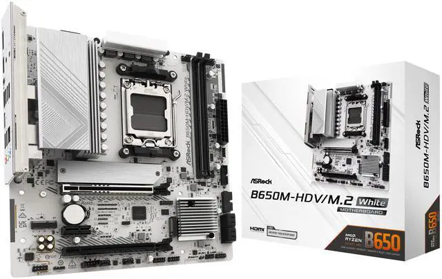 ASRock B650M-HDV/M.2 White AM5 AMD B650 Micro ATX Motherboard - image 1
