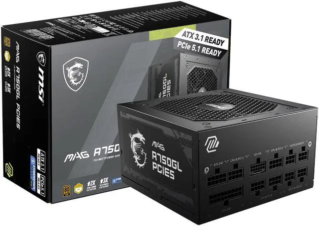 MSI MAG A750GL PCIE5 Fully Modular 750W 80 Plus Gold ATX 3.1 Power Supply - image 1