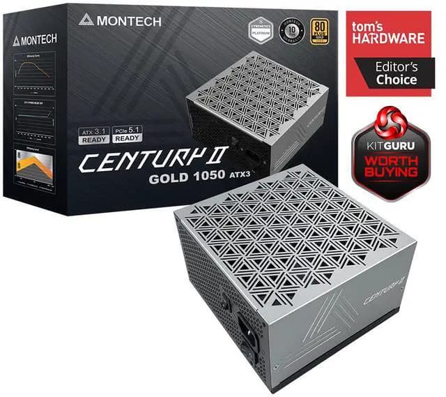 MONTECH CENTURY II 1050W High-End ATX Gaming Power Supply - 80 Plus Gold & Cybenetics Platinum - Fully Modular - ATX 3.1 & PCIe 5.1 Ready - 12V-2x6 Cable - 10 Years Warranty - image 1