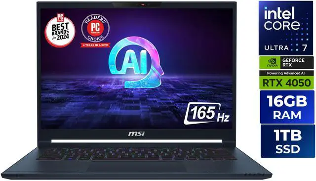 MSI Stealth 14 AI Studio A1VEG-090US 14" FHD+ 165Hz Gaming Laptop Intel Core Ultra 7-155H NVIDIA GeForce RTX 4050 16GB DDR5 1TB NVMe SSD Windows 11 Pro - image 1