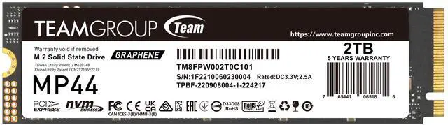 Team Group MP44 M.2 2280 2TB PCIe 4.0 x4 NVMe Internal Solid State Drive (SSD) - image 1
