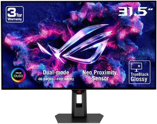 ASUS ROG Strix 32" XG32UCWMG Dual Mode UHD 4K 240Hz FHD 480Hz OLED Gaming Monitor with AMD FreeSync Premium Pro & G-Sync Compatible, HDR400, USB-C, KVM, Height Adjustable, Swivel & Tilt Stand - image 1