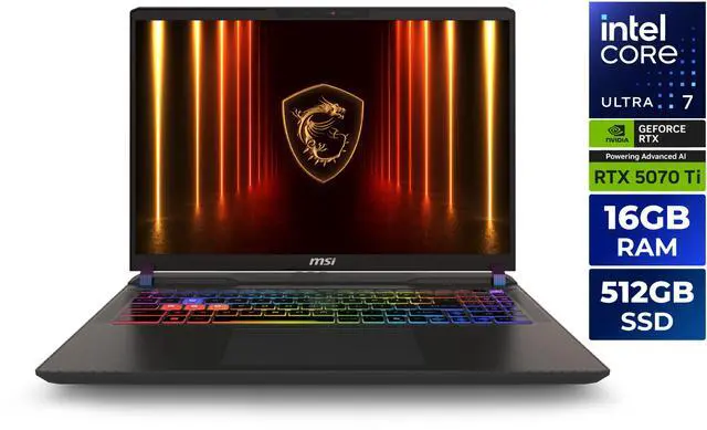 MSI Vector - 16" 144 Hz - Intel Core Ultra 7 255HX - GeForce RTX 5070 Ti Laptop GPU - 16GB Memory DDR5 5600 - 512GB SSD - Windows 11 Home - image 1