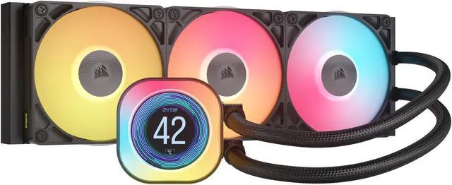 CORSAIR iCUE LINK TITAN 360 RX LCD Liquid CPU Cooler – RX120 RGB Fans – Fits Intel® LGA 1851/1700, AMD® AM5/AM4 – iCUE LINK System Hub Included - image 1