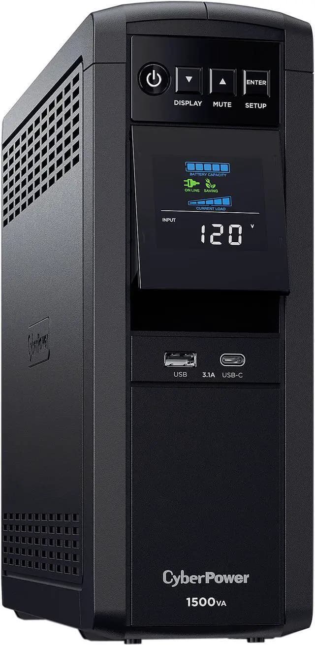 CyberPower CP1500PFCLCD PFC Sinewave UPS System - 1500VA/1000W, 120 VAC, Mini-Tower, 12 Outlets, LCD Display - image 1