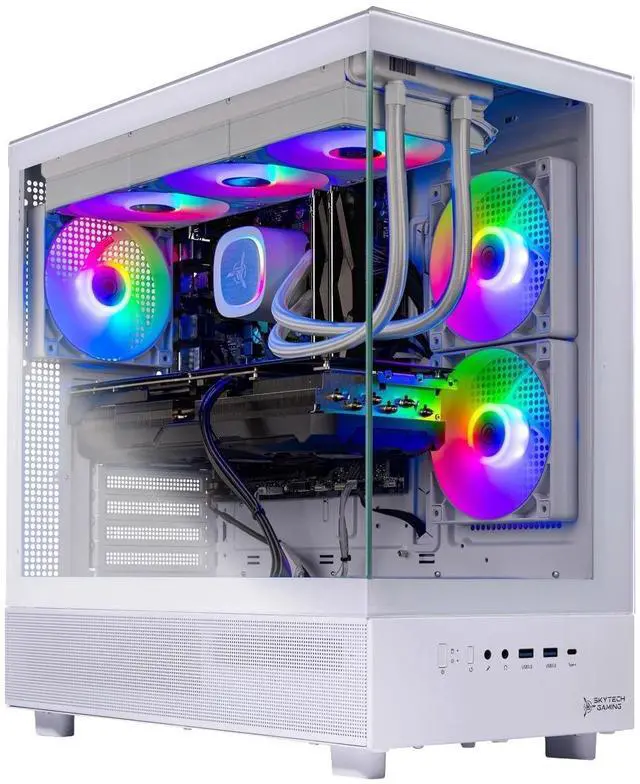 Skytech Gaming Azure 3 Gaming PC, AMD Ryzen 7 9800X3D 4.7GHz, NVIDIA RTX 5070 Ti 16GB VRAM, 2TB Gen4 NVMe SSD, 32GB DDR5 RAM 5600, 850W GOLD ATX 3 PSU, 360 ARGB AIO, Wi-Fi, Windows 11 Desktop - image 1