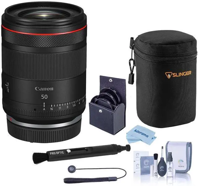 Canon RF 50mm f/1.4 L VCM Lens with 67mm Filter Kit, Soft Lens Case, Cleaning Kit, and Microfiber Cloth Bundle - image 1