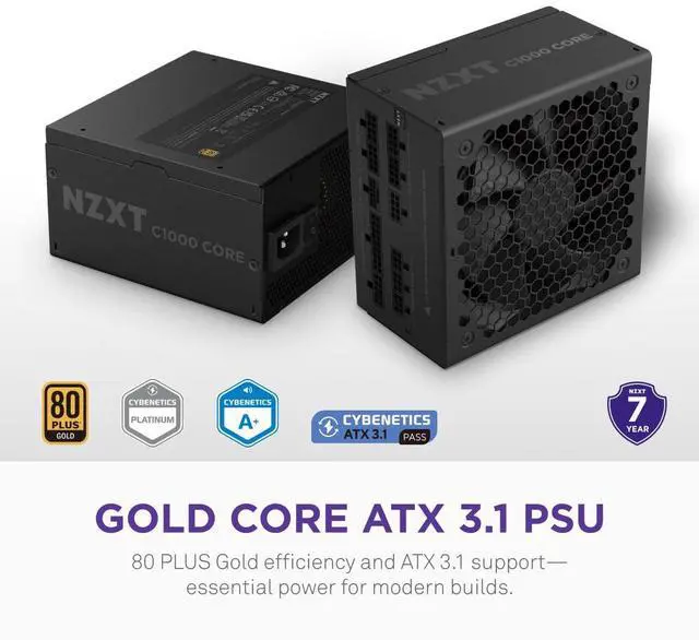 NZXT C1000 Gold Core 1000W 80 PLUS Gold Certified Fully Modular Power Supply (ATX 3.1 Compatible, EPS12V, PCIe 5.1 Ready) - image 1