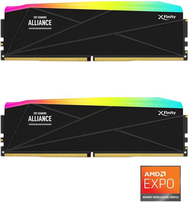 V-Color TUF GAMING ALLIANCE Manta XFinity DDR5 64GB (2x32GB) 6400MHz CL32 AMD EXPO RGB Desktop Memory Module Black - image 1
