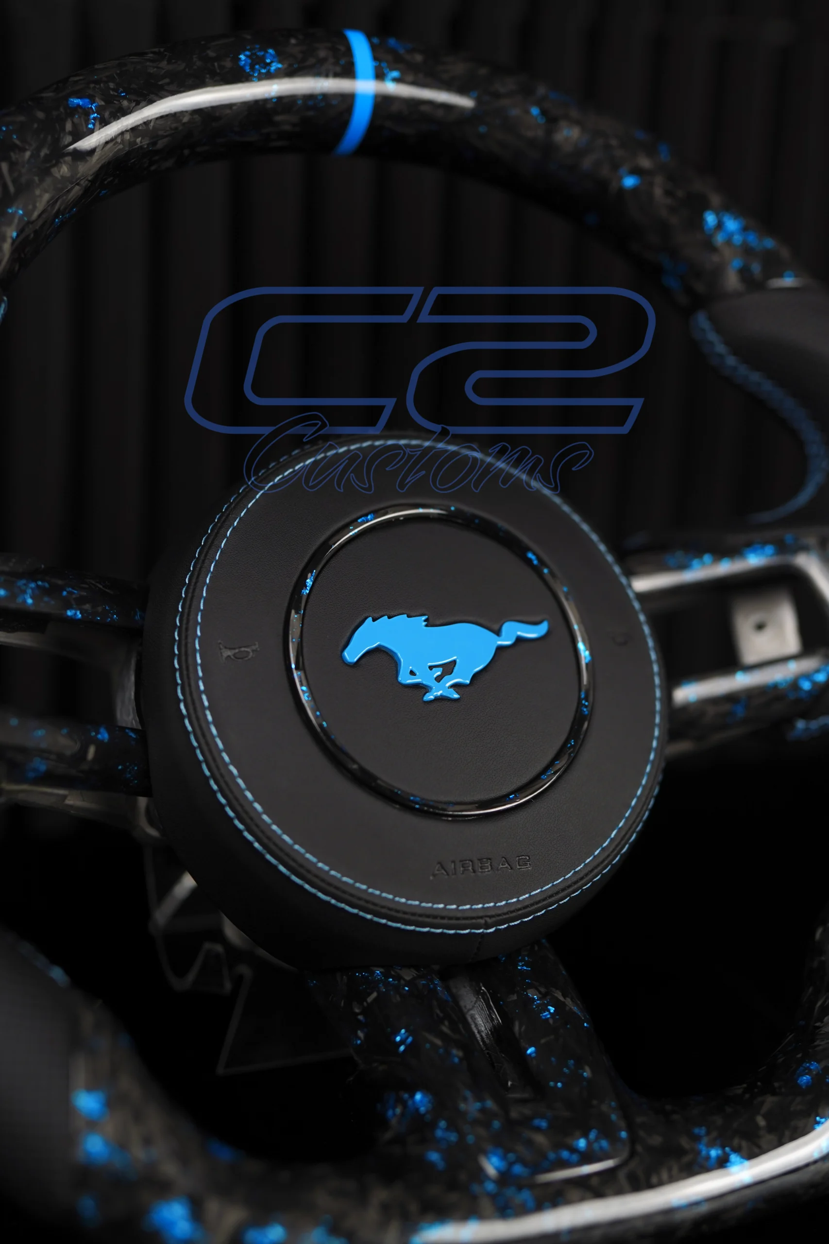 15-23 S550 Mustang Custom Airbag Cover, Button Trim & Magnetic Paddles - image 1