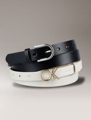 Monogram Logo and Round Buckle Reversible Belt Set - image 1