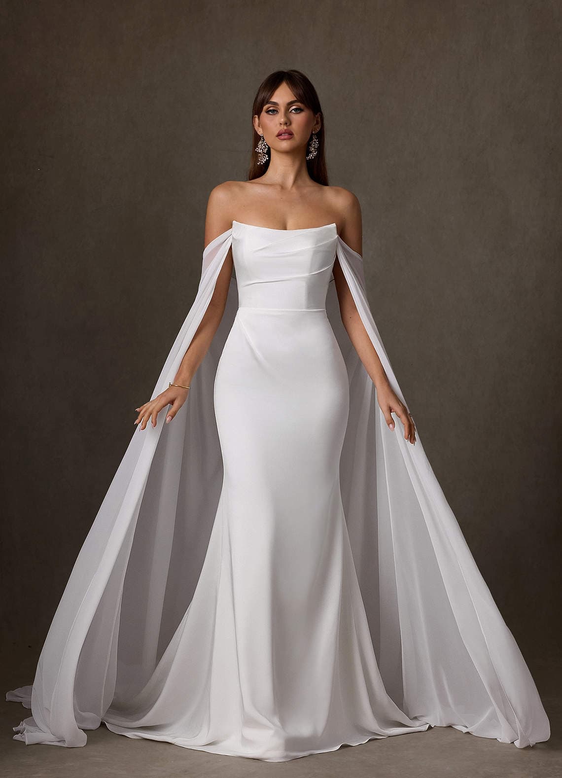 Azazie Jennet Diamond White Sheath Strapless Crepe Back Satin Dress - image 1